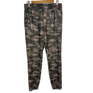 Athleta Farallon Jogger Print Camo Zipper Green Brown Military Women’s Size 6
